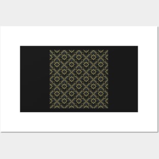 Mosaic Tile Black and Gold Posters and Art